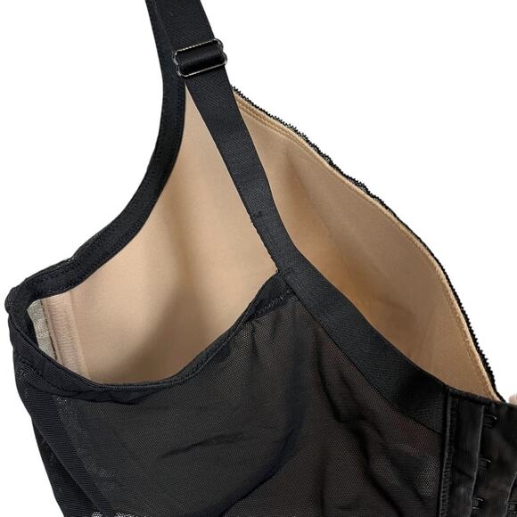 Cacique Black Modern Lace Covered LL BALC Nude Lined Underwire Bra Floral 44DDD - Picture 14 of 16